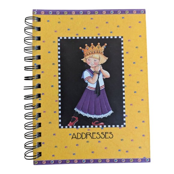 Mary Engelbreit 2006 Spiral Bound Yellow Address Book with Crowned Girl Unused - Picture 1 of 10